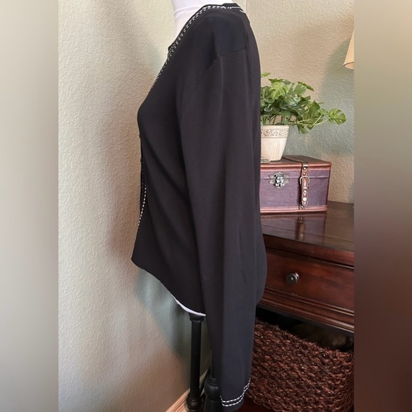 Grace Elements Black Knit Cardigan & Shell Set Contrast Stitching L - Picture 4 of 12